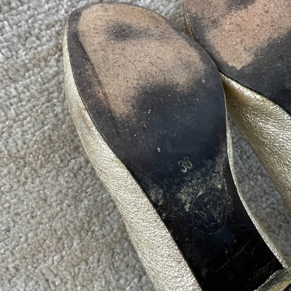 COCLICO Gold Chunky Heels Shoes 36 - Picture 9 of 10